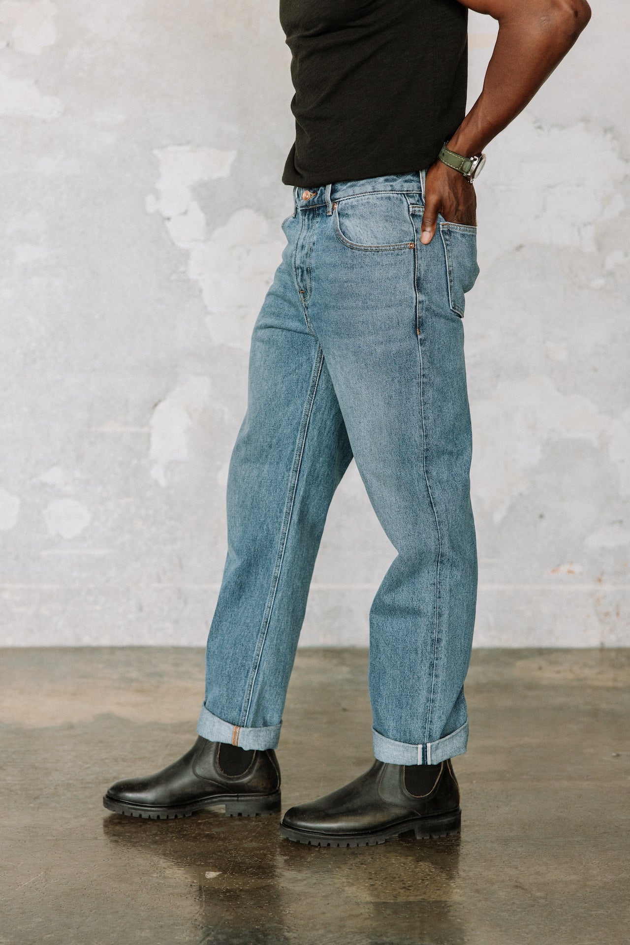 Jeans droit Mann Victor light blue selvedge | Freeman T. Porter