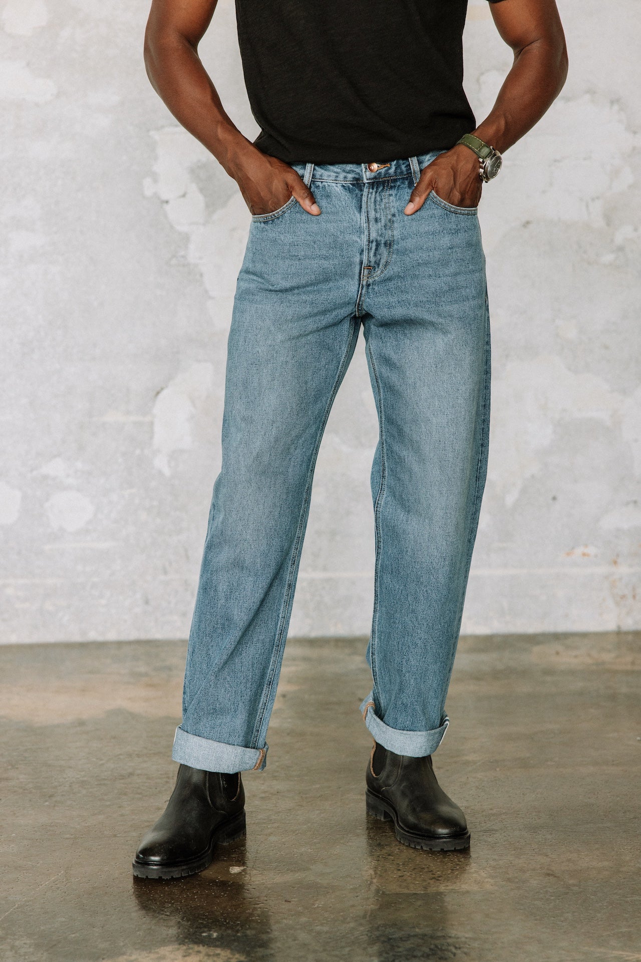 Jeans droit Mann Victor light blue selvedge | Freeman T. Porter