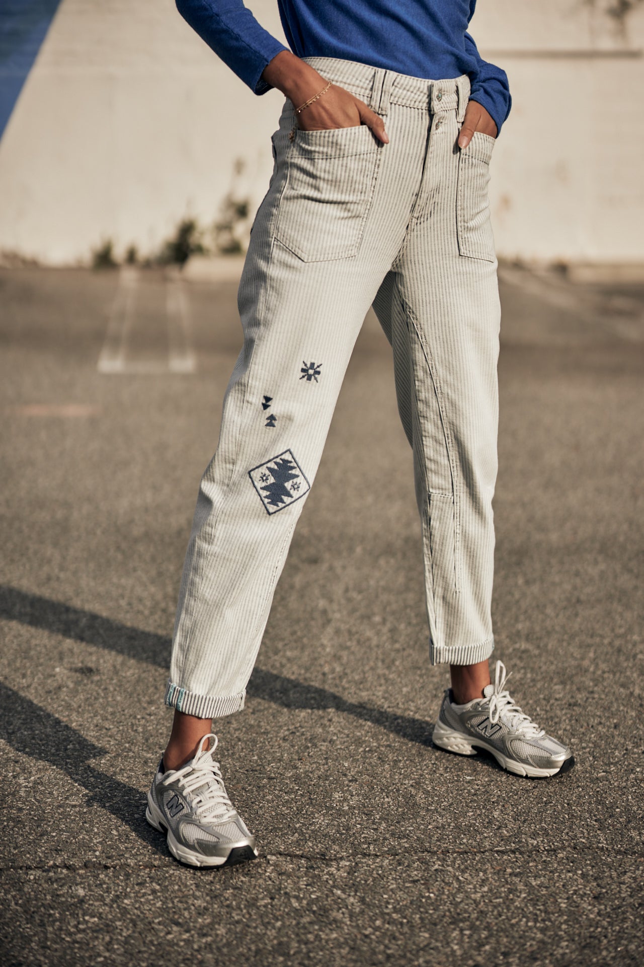 Jeans taille haute à rayures Femme Edita bossanova | Freeman T. Porter