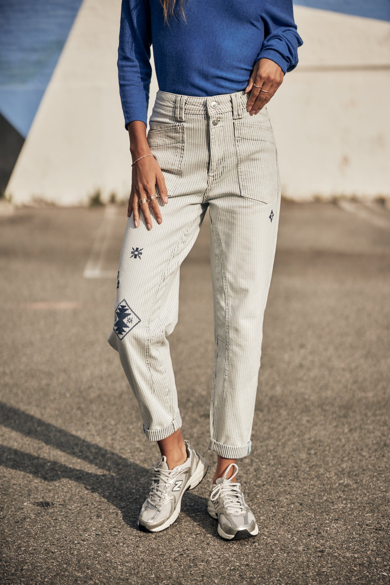 Jeans taille haute à rayures Femme Edita bossanova | Freeman T. Porter