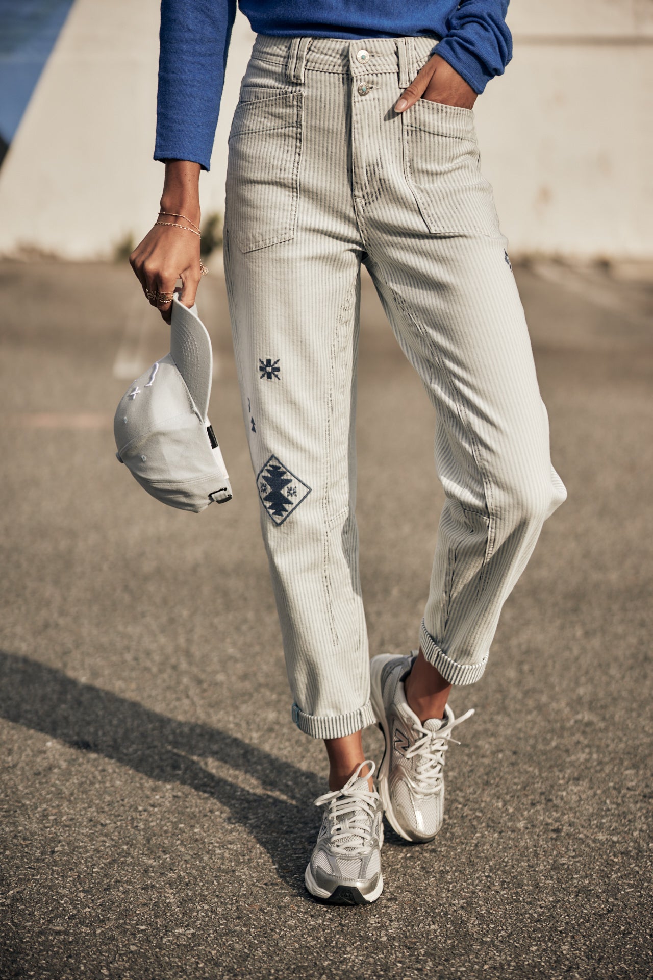 Jeans taille haute à rayures Femme Edita bossanova | Freeman T. Porter