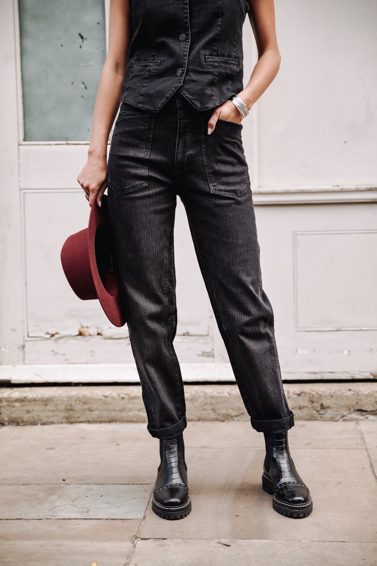 Jeans taille haute Femme Edita bologna stripe | Freeman T. Porter