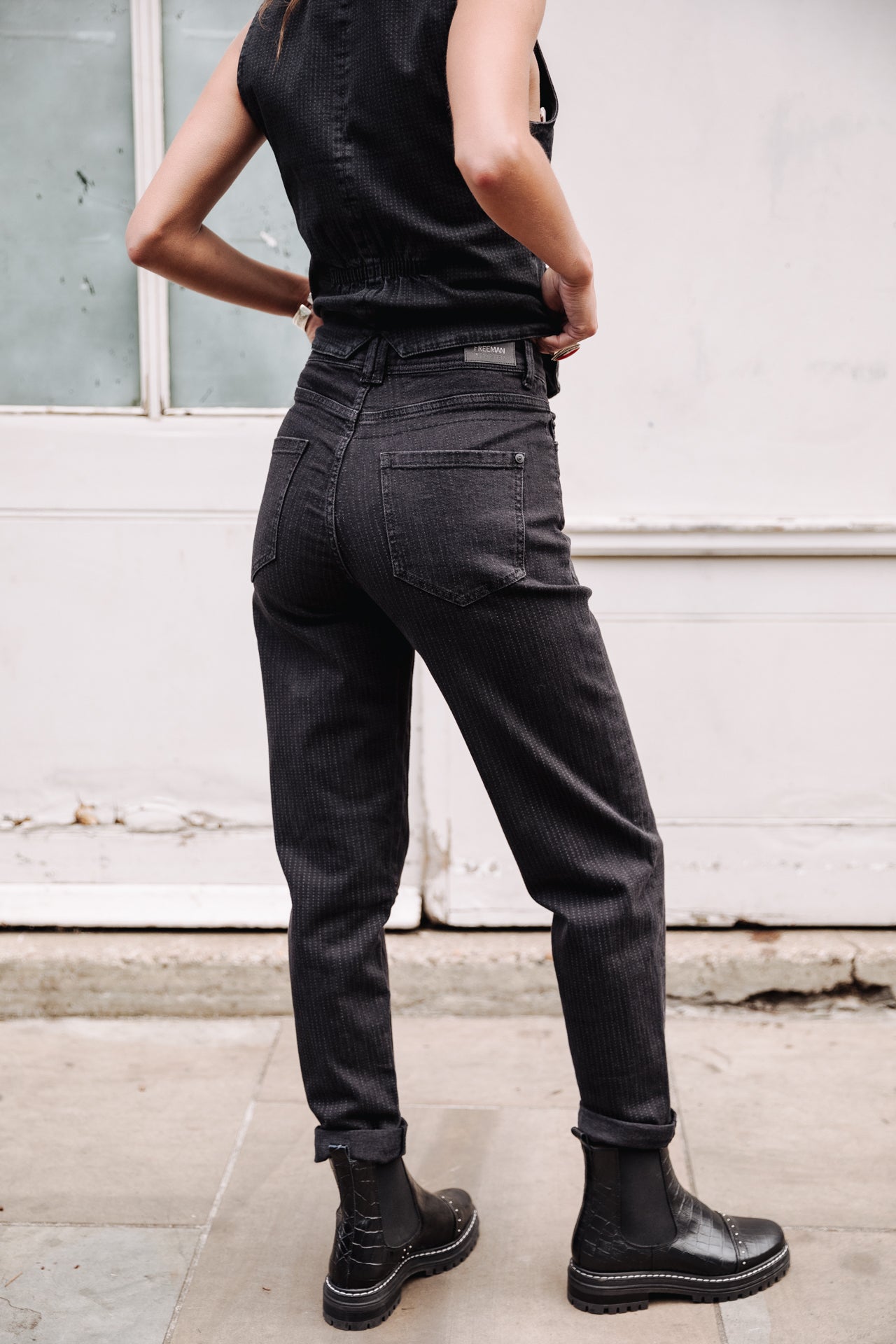 Jeans taille haute Femme Edita bologna stripe | Freeman T. Porter