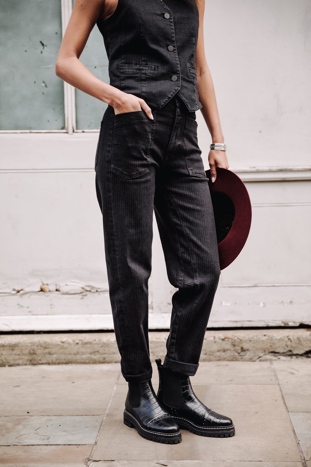 Jeans taille haute Femme Edita bologna stripe | Freeman T. Porter
