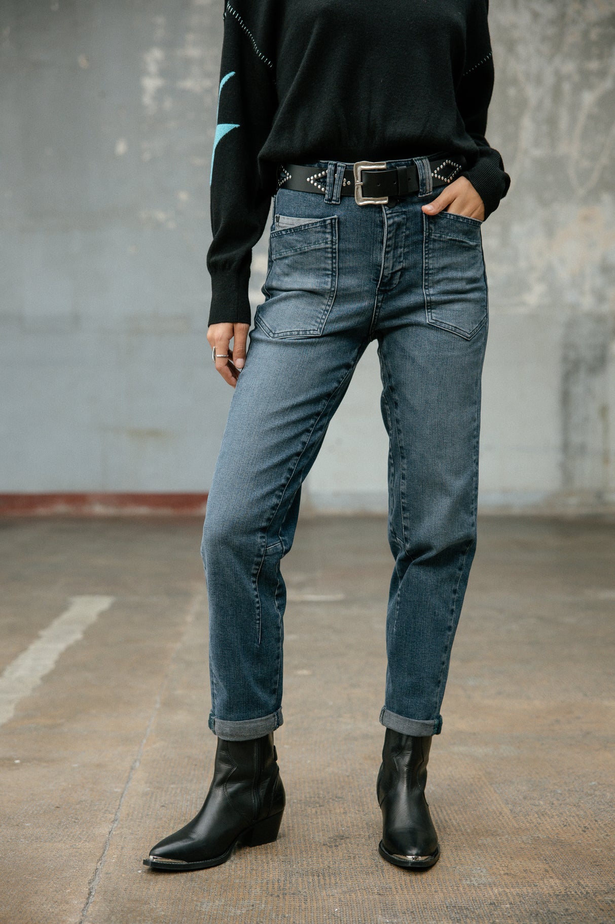 Jeans taille haute Frau Edita sirena | Freeman T. Porter
