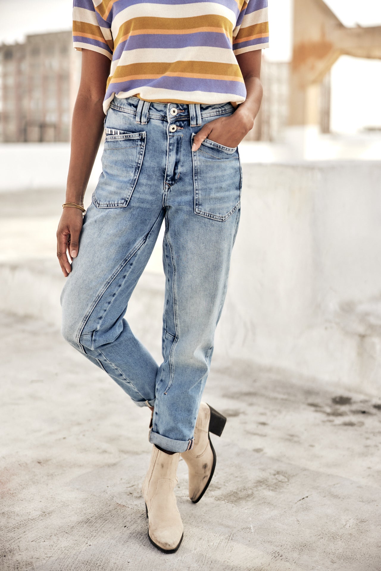 High-waisted jeans Woman Edita palermo med | Freeman T. Porter