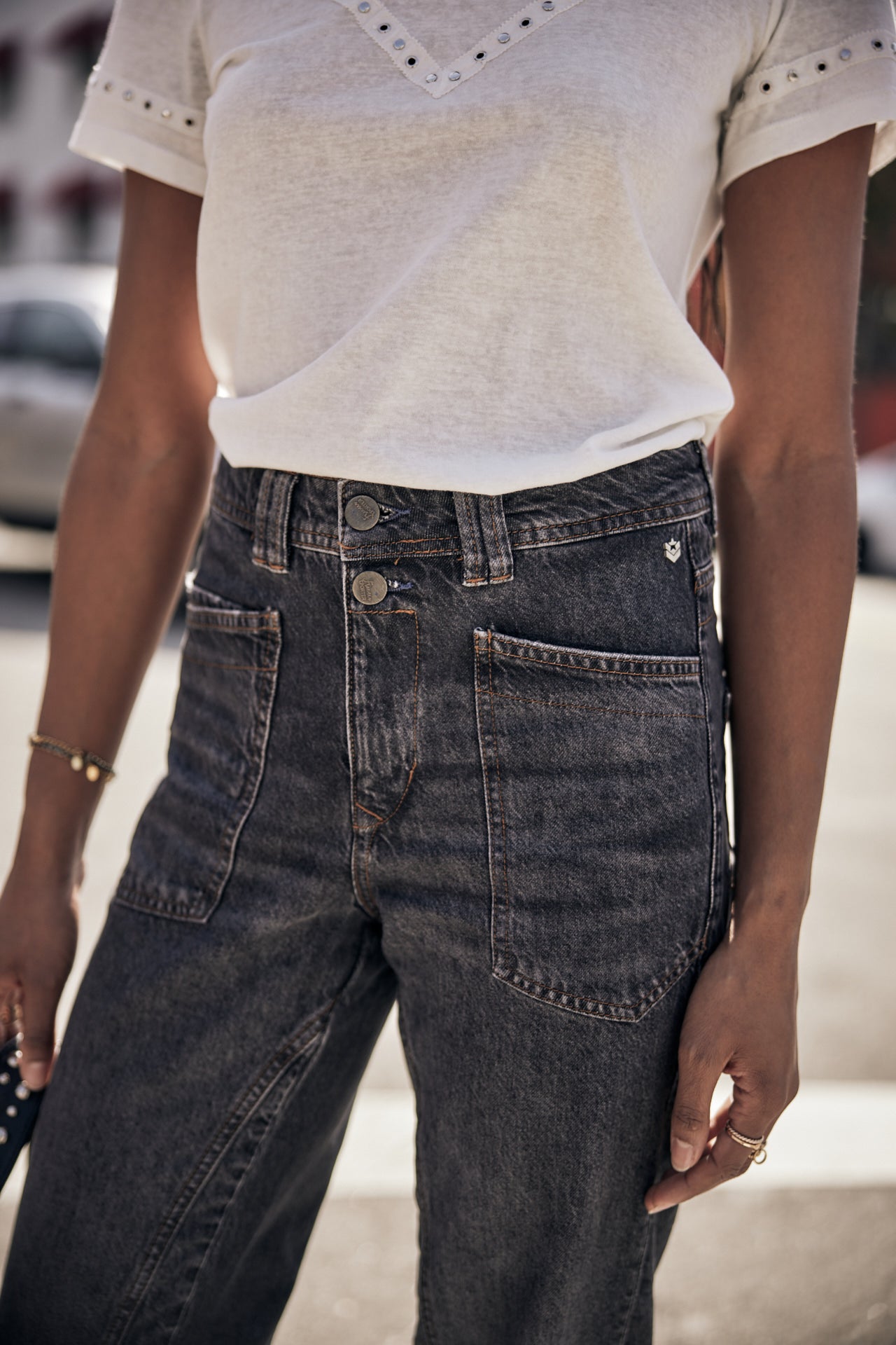Jeans taille haute Femme Edita Denim parigi dark | Freeman T. Porter