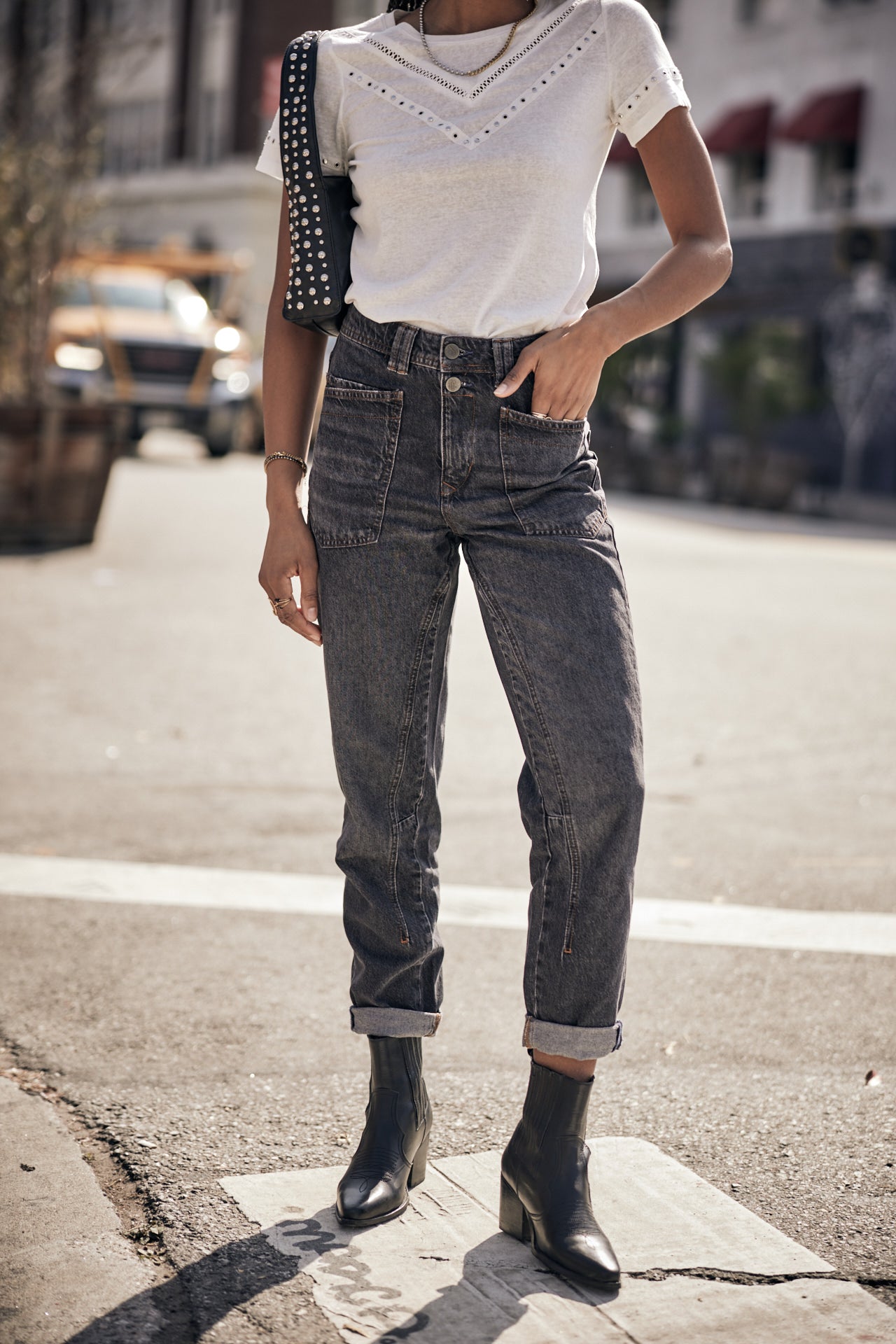 Jeans taille haute Femme Edita Denim parigi dark | Freeman T. Porter