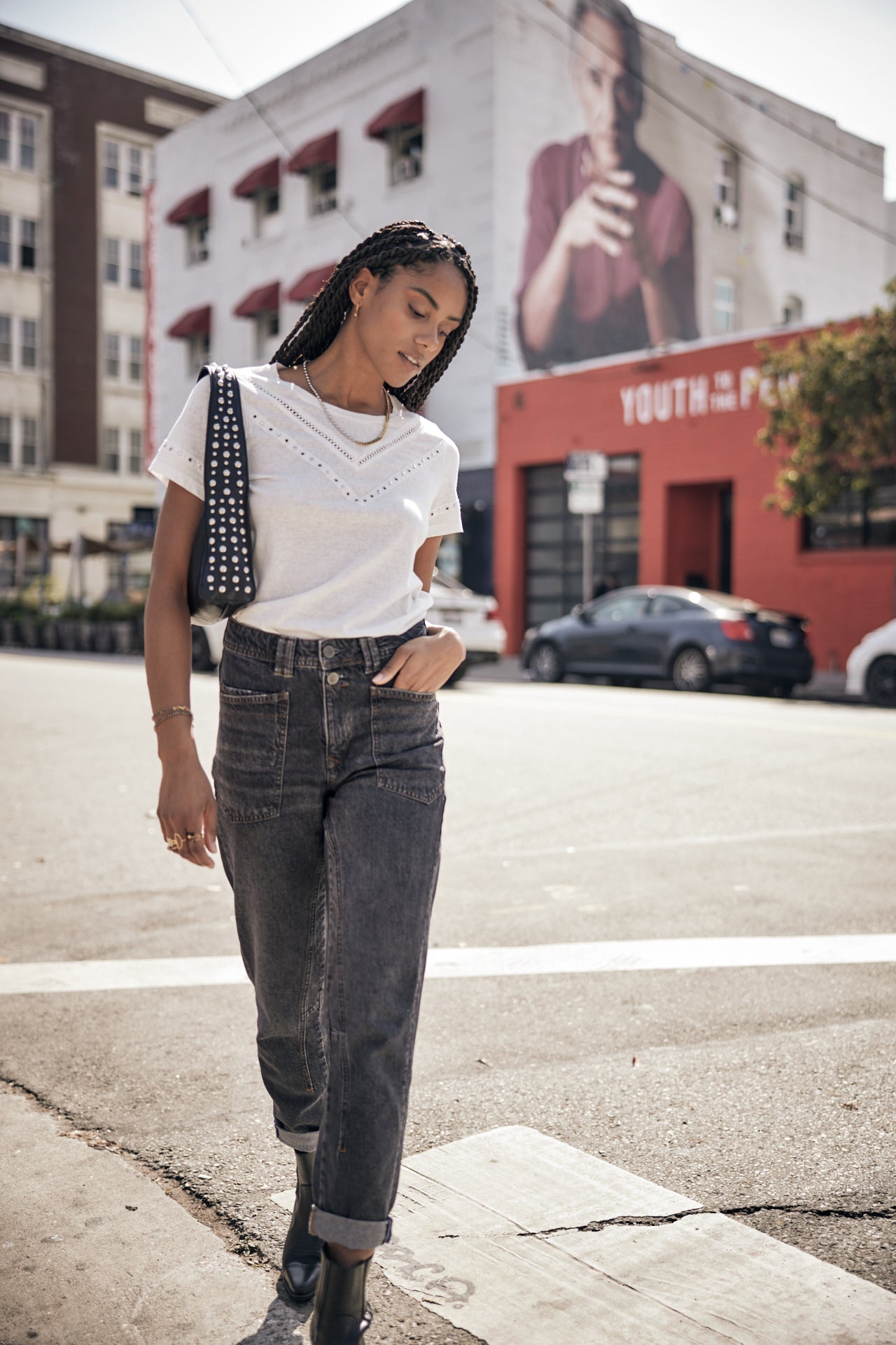 Jeans taille haute Femme Edita Denim parigi dark | Freeman T. Porter