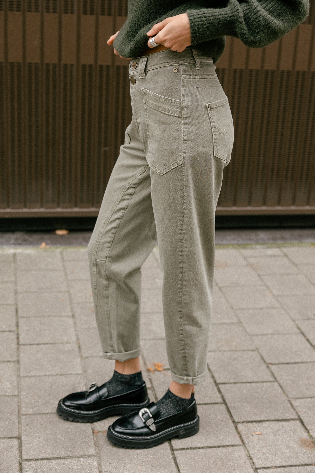 High-waisted pants Woman Edita Andalousia deep lichen green | Freeman T. Porter