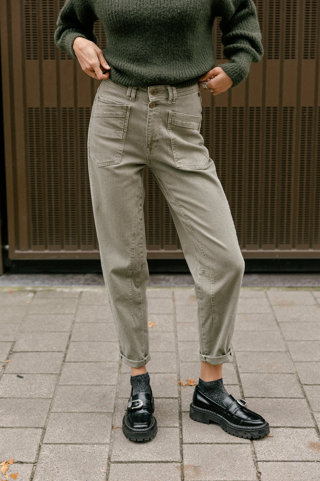 High-waisted pants Woman Edita Andalousia deep lichen green | Freeman T. Porter