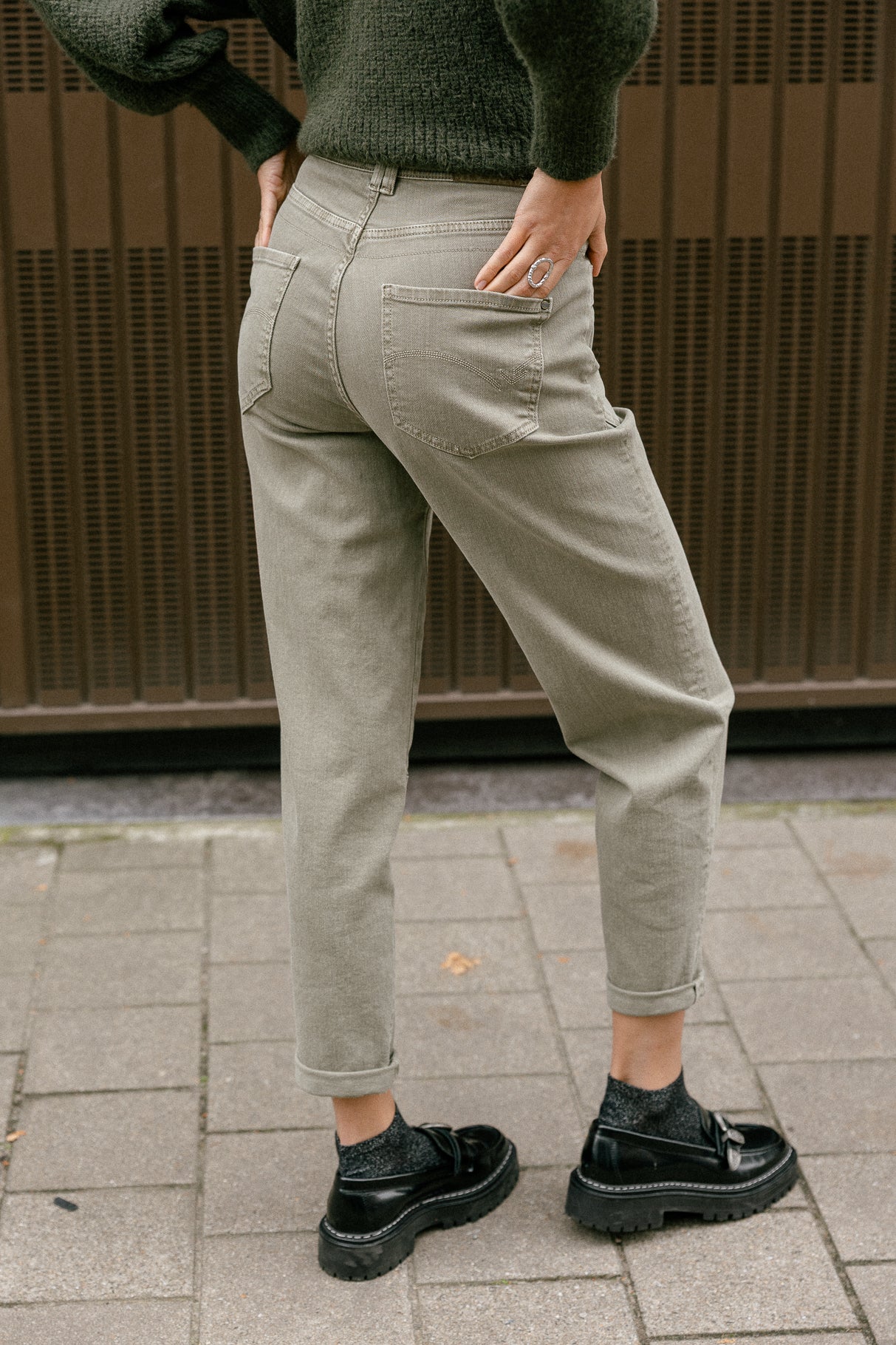 High-waisted pants Woman Edita Andalousia deep lichen green | Freeman T. Porter