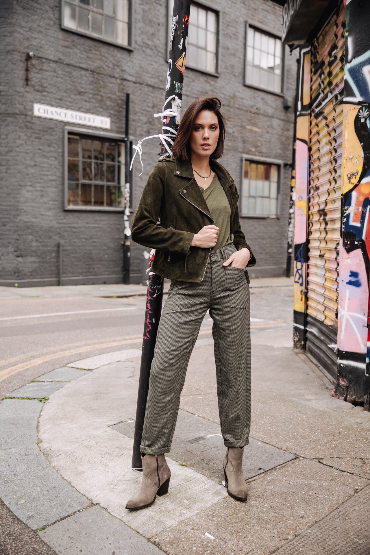 Pantalon taille haute Femme Edita Dundee deep lichen green | Freeman T. Porter
