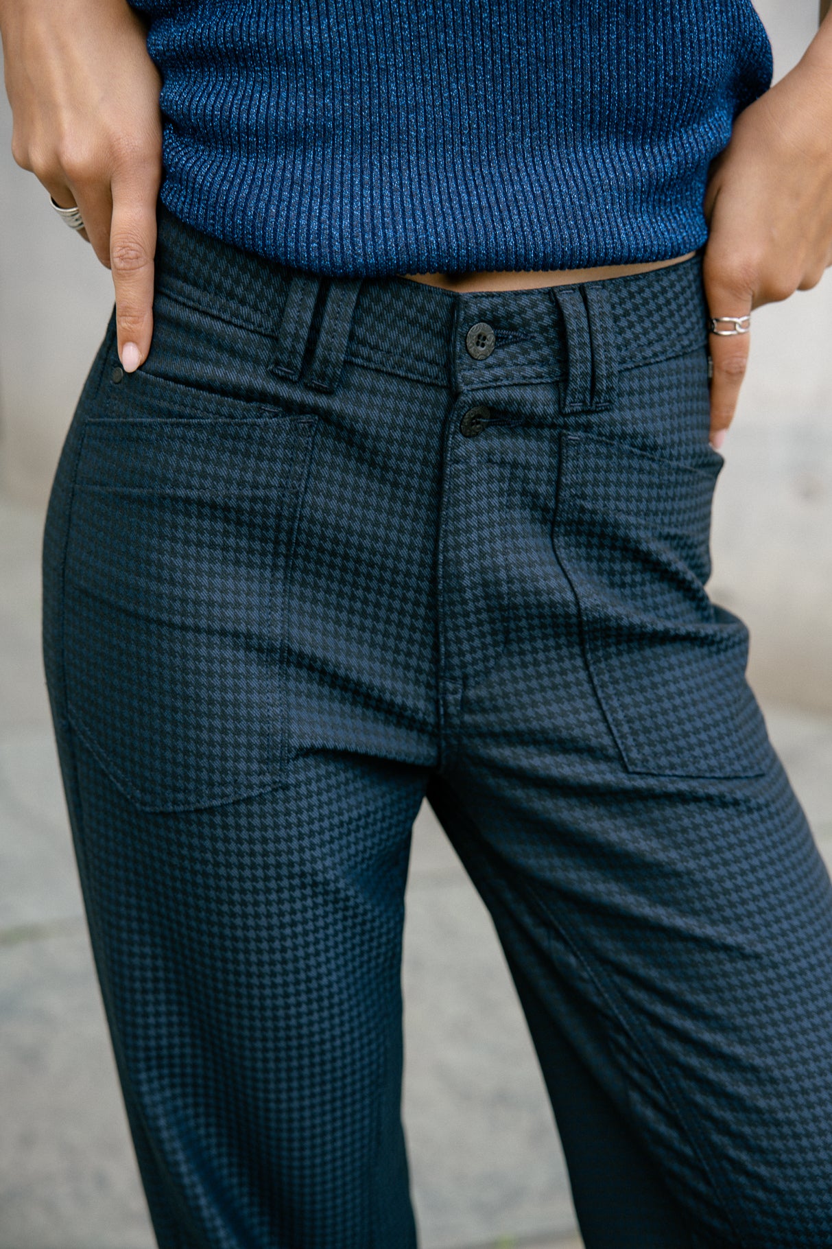 Pantalon taille haute Femme Edita Lawlands peacoat | Freeman T. Porter
