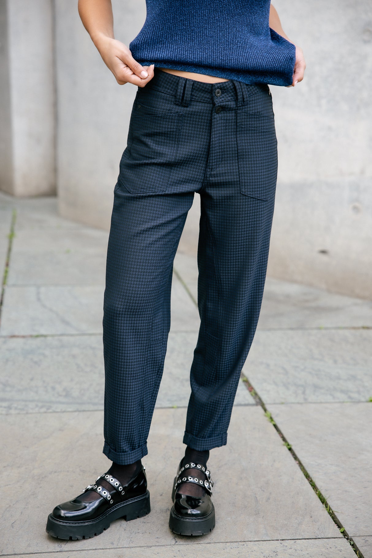 Pantalon taille haute Femme Edita Lawlands peacoat | Freeman T. Porter