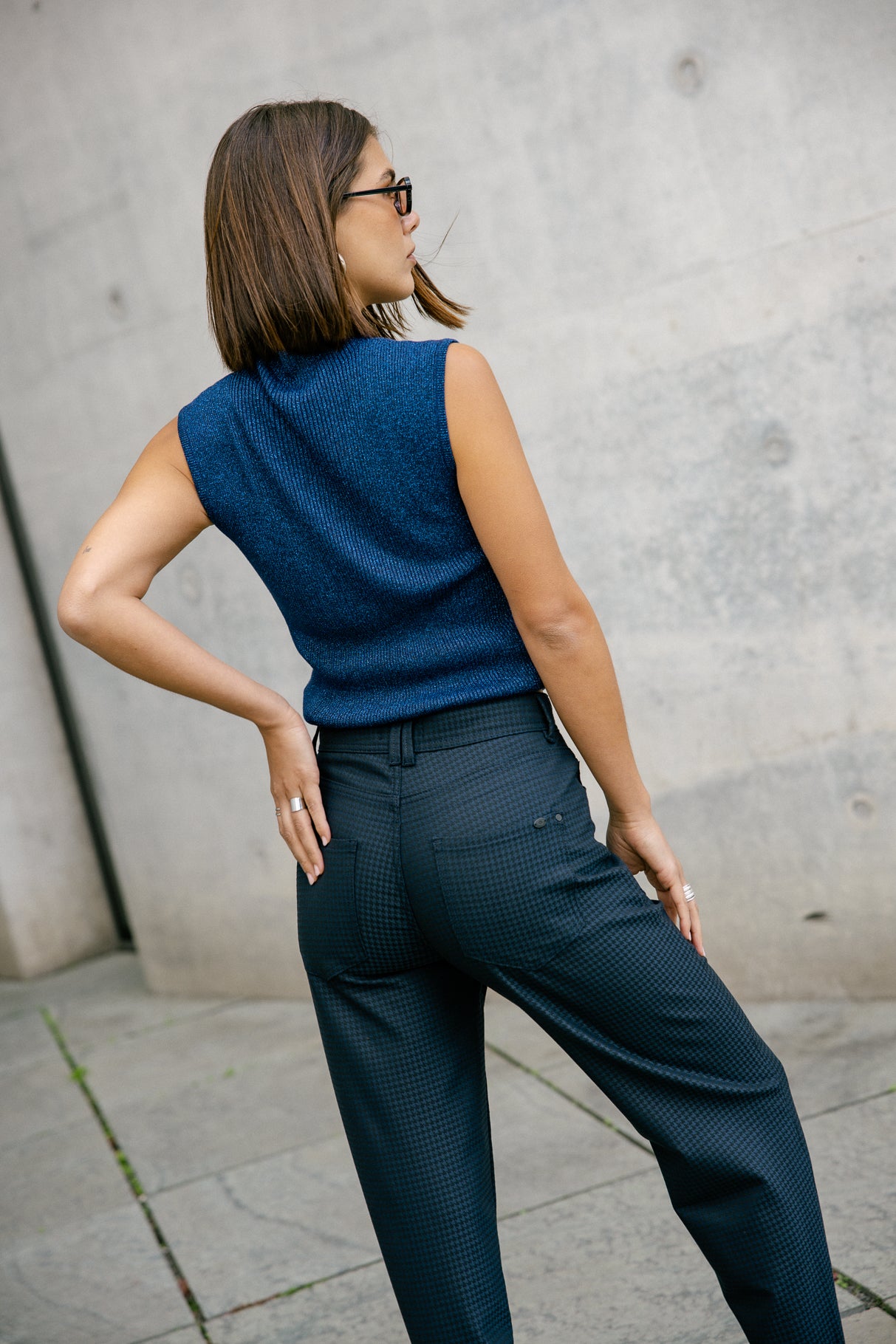 Pantalon taille haute Femme Edita Lawlands peacoat | Freeman T. Porter