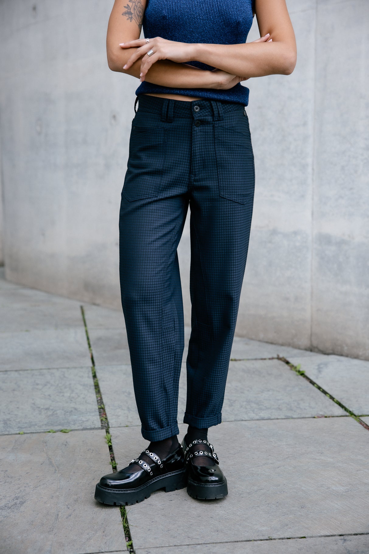 Pantalon taille haute Femme Edita Lawlands peacoat | Freeman T. Porter