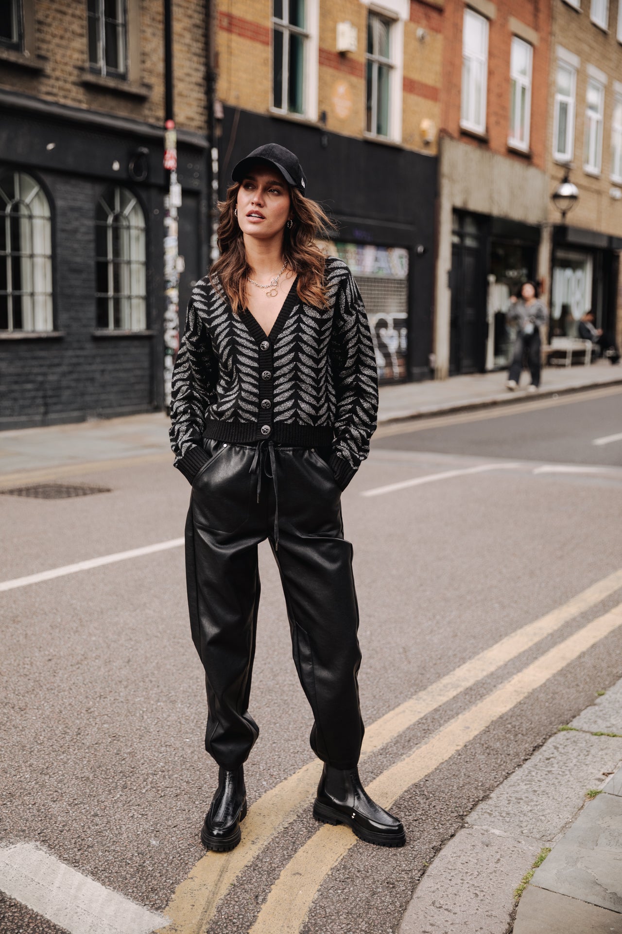 Pantalon relaxed fit Femme Odela Biker black | Freeman T. Porter