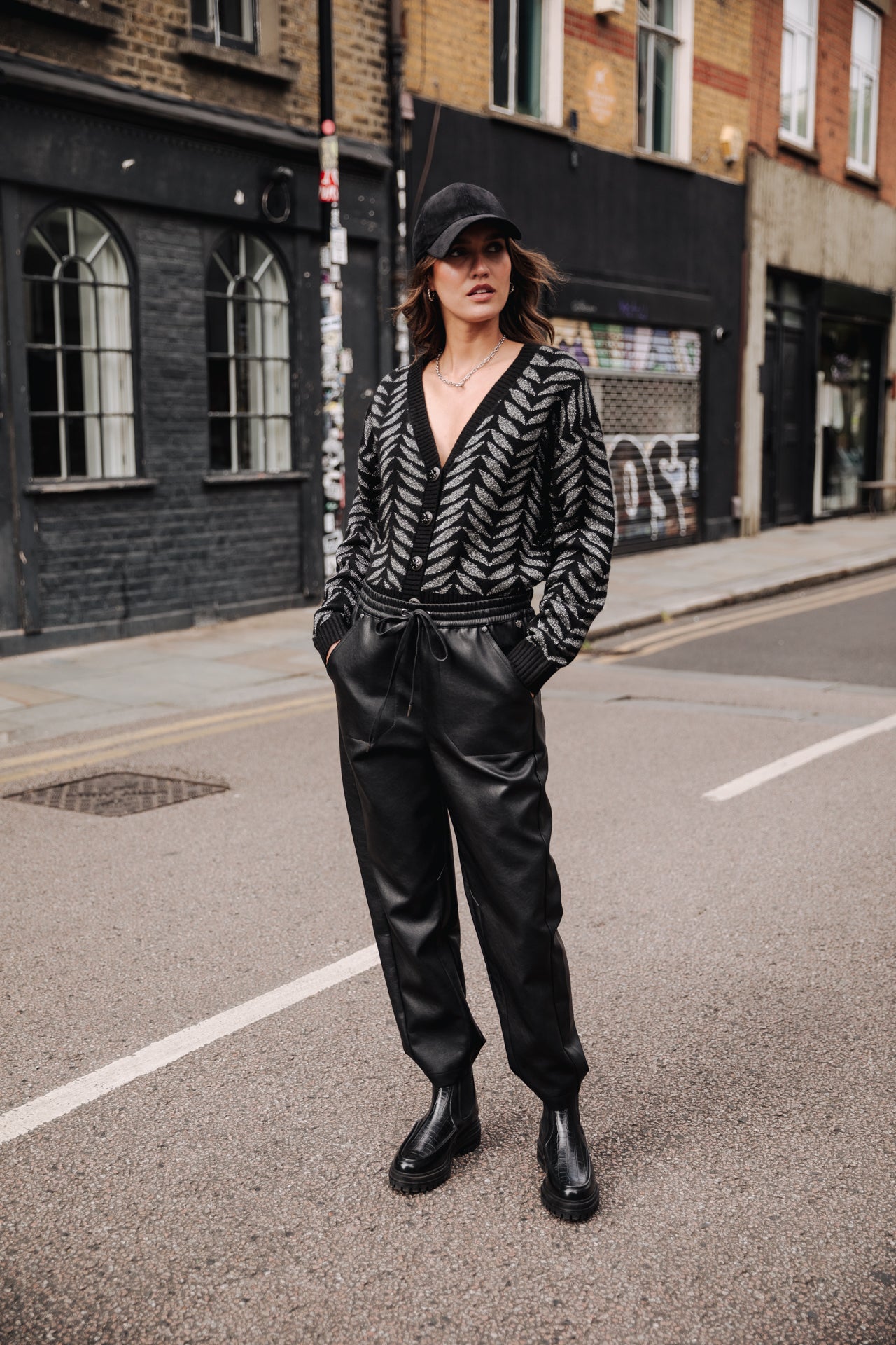 Pantalon relaxed fit Femme Odela Biker black | Freeman T. Porter