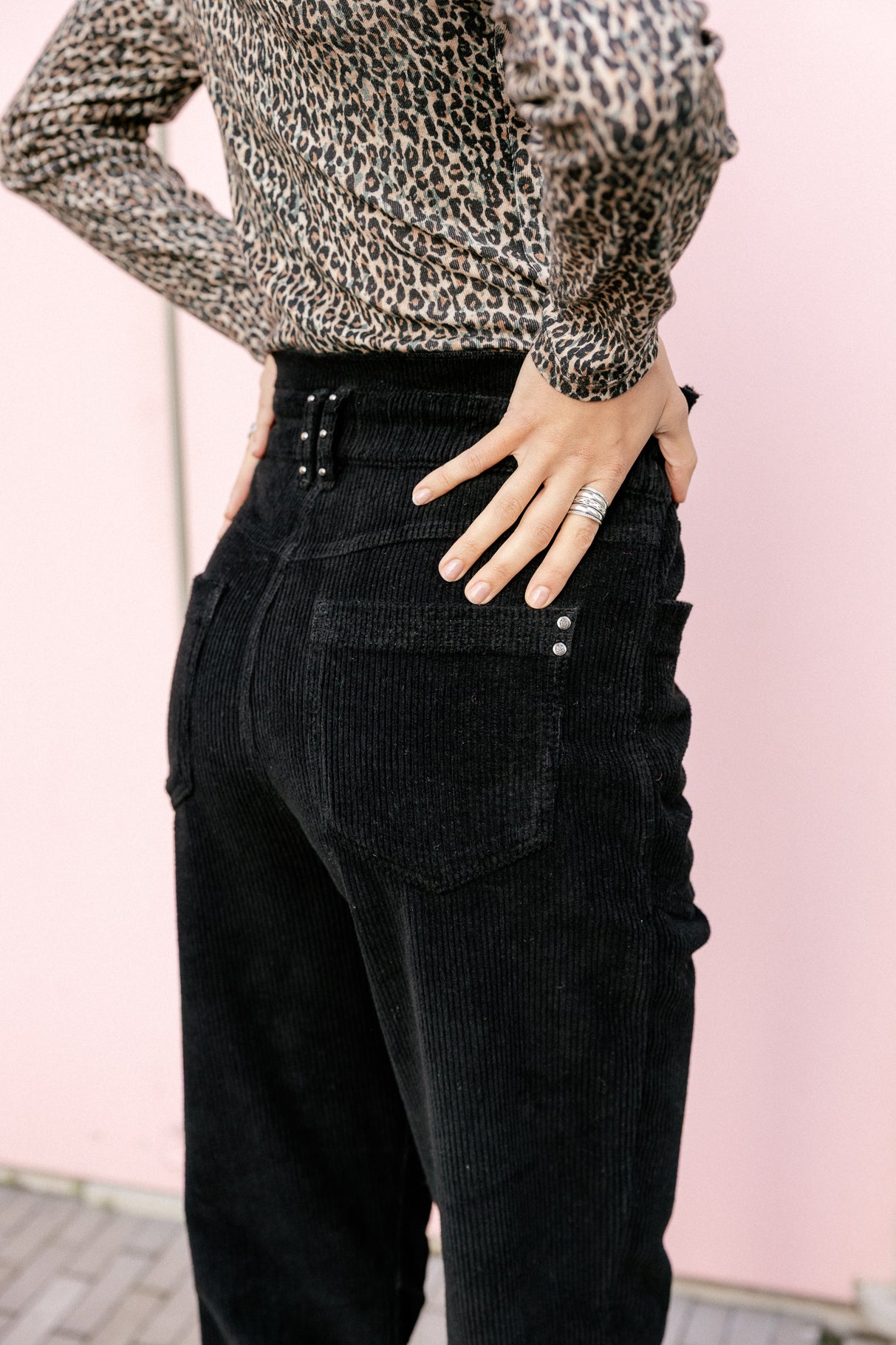 High waist velvet pants Woman Joyce Veluto black | Freeman T. Porter