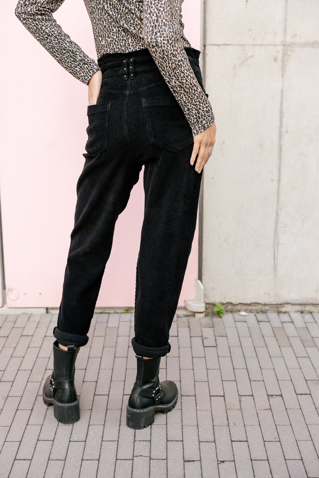 High waist velvet pants Woman Joyce Veluto black | Freeman T. Porter