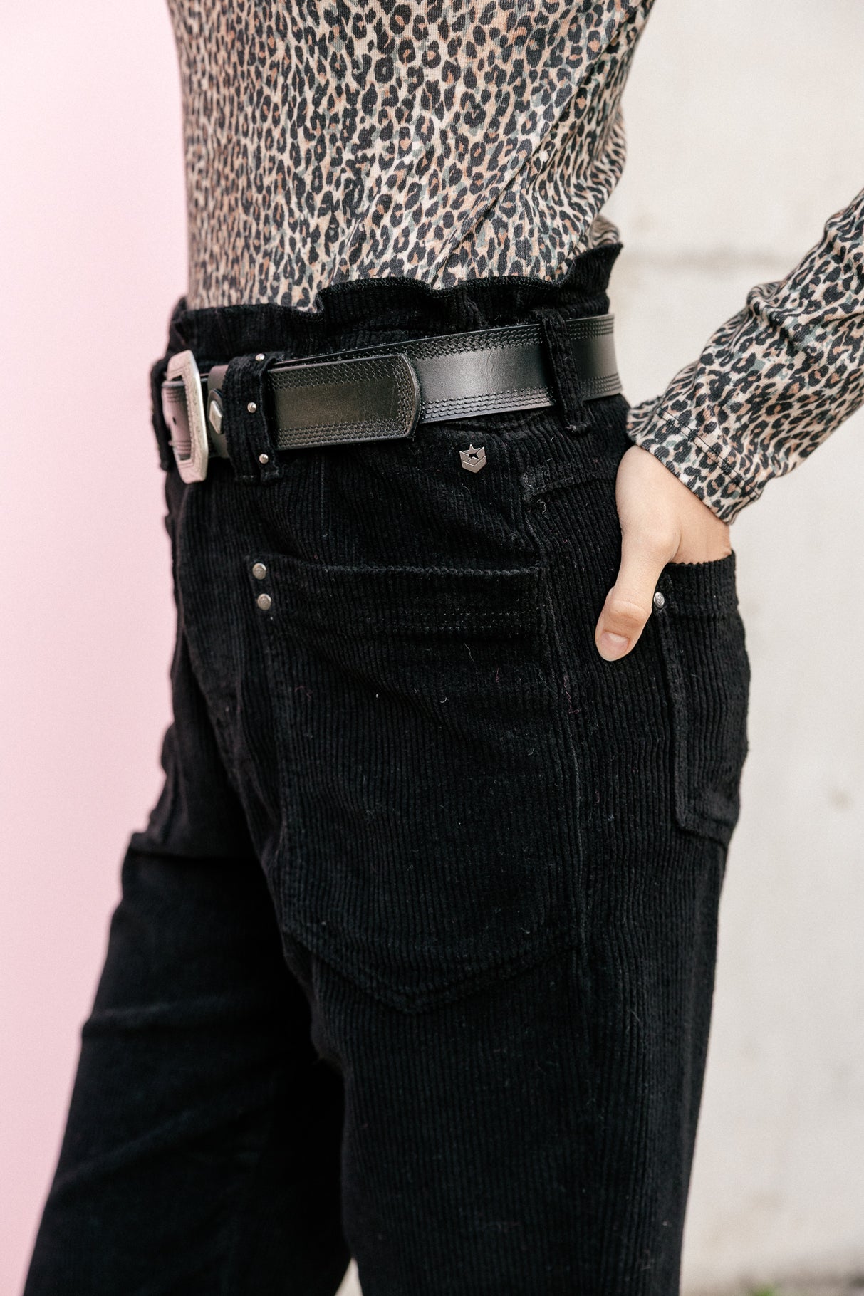 High waist velvet pants Woman Joyce Veluto black | Freeman T. Porter