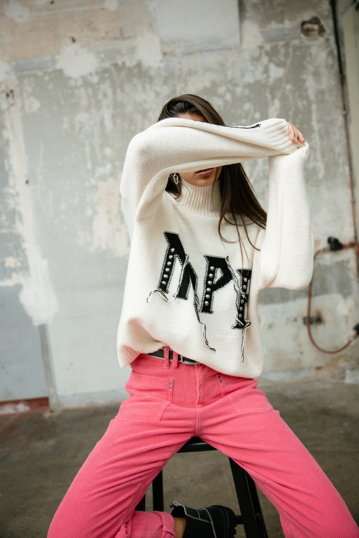 Pantalon velours taille haute Frau Joyce Veluto pink fluo | Freeman T. Porter