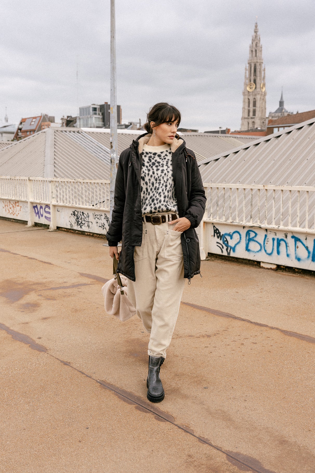 High waist velvet pants Woman Joyce Veluto overcast | Freeman T. Porter