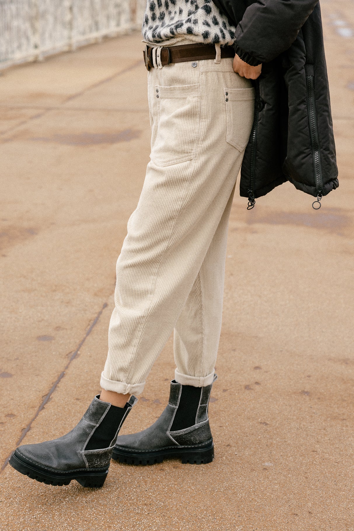 High waist velvet pants Woman Joyce Veluto overcast | Freeman T. Porter