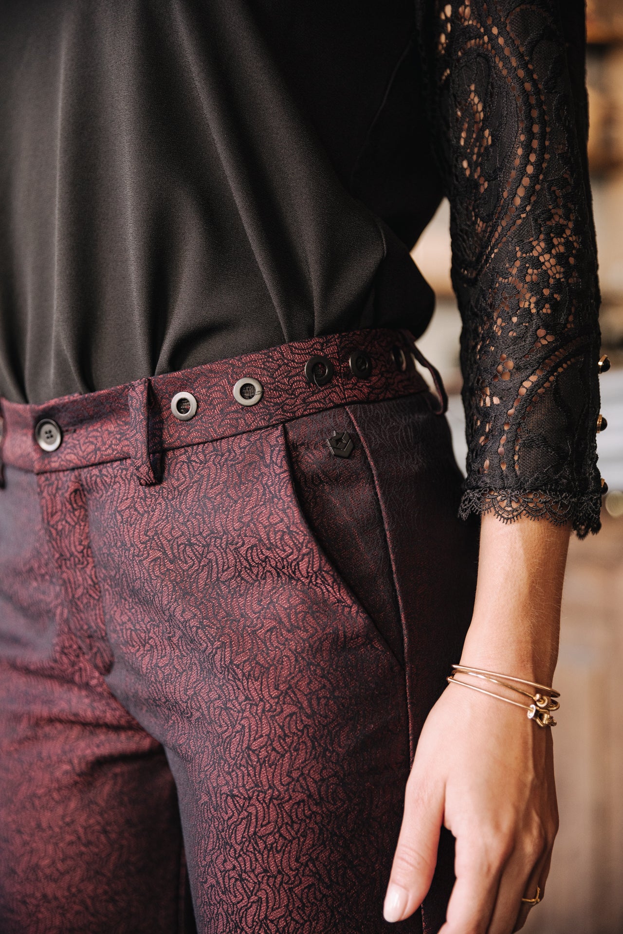 Pantalon city slim Femme Claudia Darkside cabernet | Freeman T. Porter