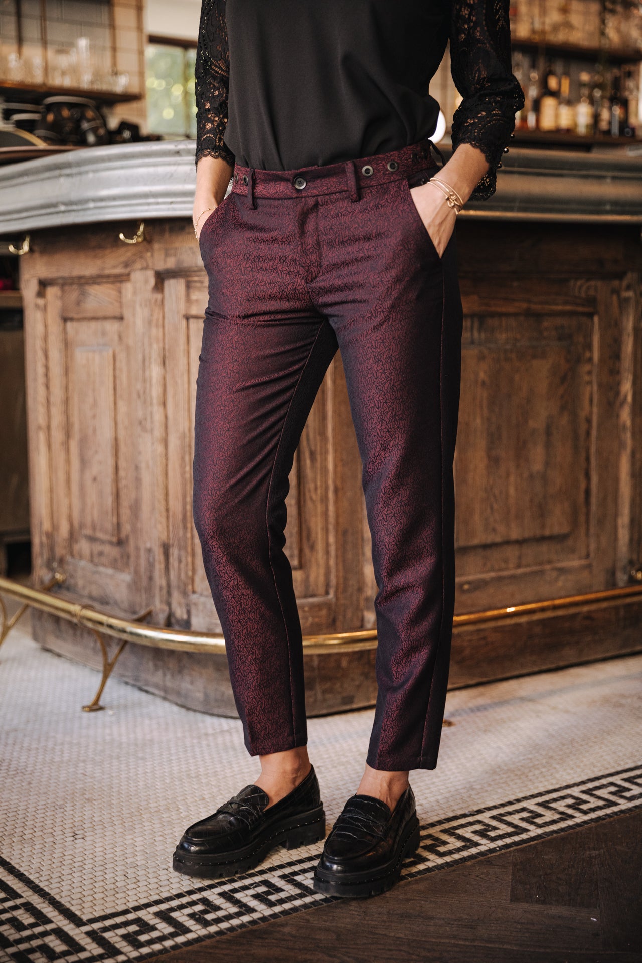 Pantalon city slim Femme Claudia Darkside cabernet | Freeman T. Porter