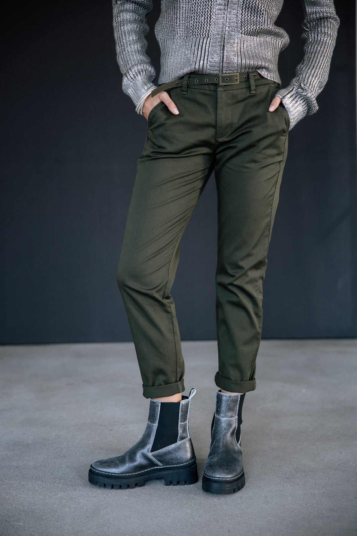 Chino pants Woman Claudia Felicita forest night | Freeman T. Porter