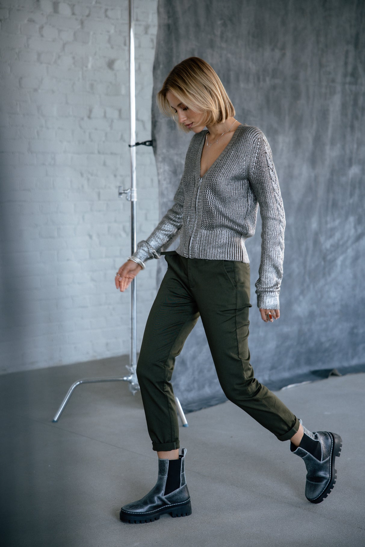Chino pants Woman Claudia Felicita forest night | Freeman T. Porter