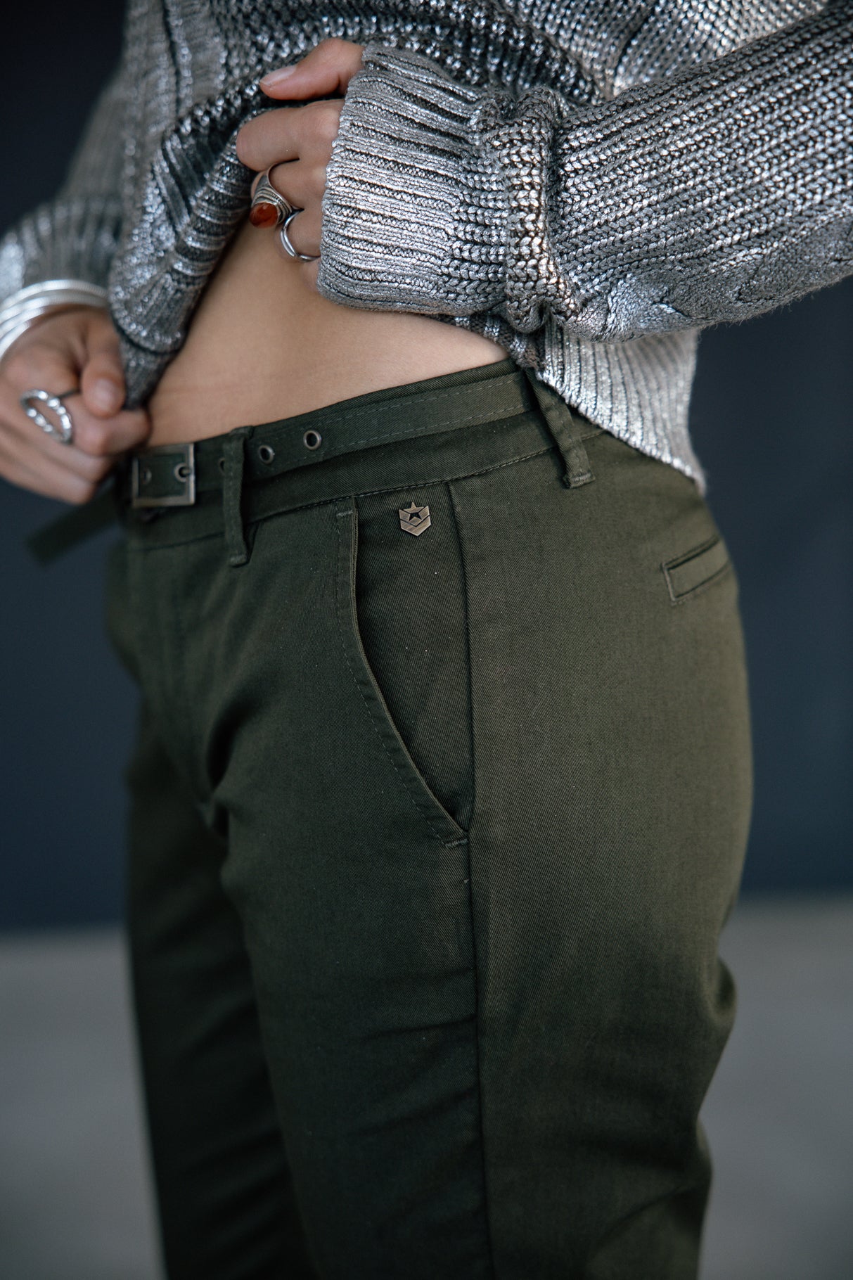 Chino pants Woman Claudia Felicita forest night | Freeman T. Porter