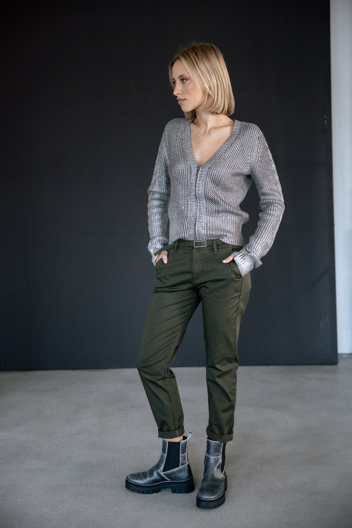 Chino pants Woman Claudia Felicita forest night | Freeman T. Porter