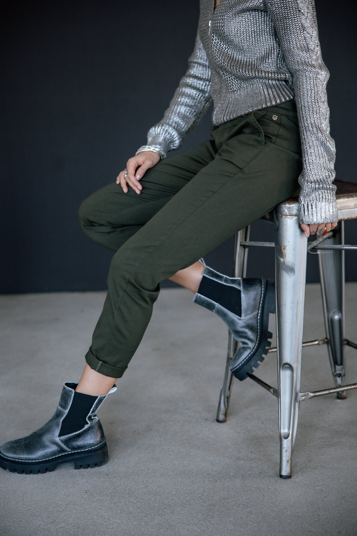 Chino pants Woman Claudia Felicita forest night | Freeman T. Porter