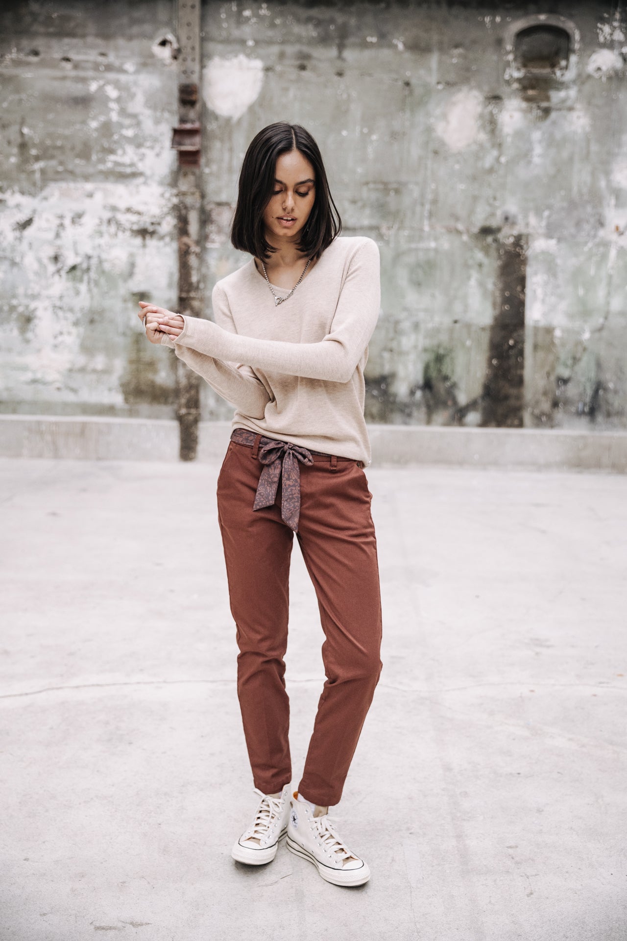 Pantalon city slim Femme Claudia Felicita cappuccino | Freeman T. Porter