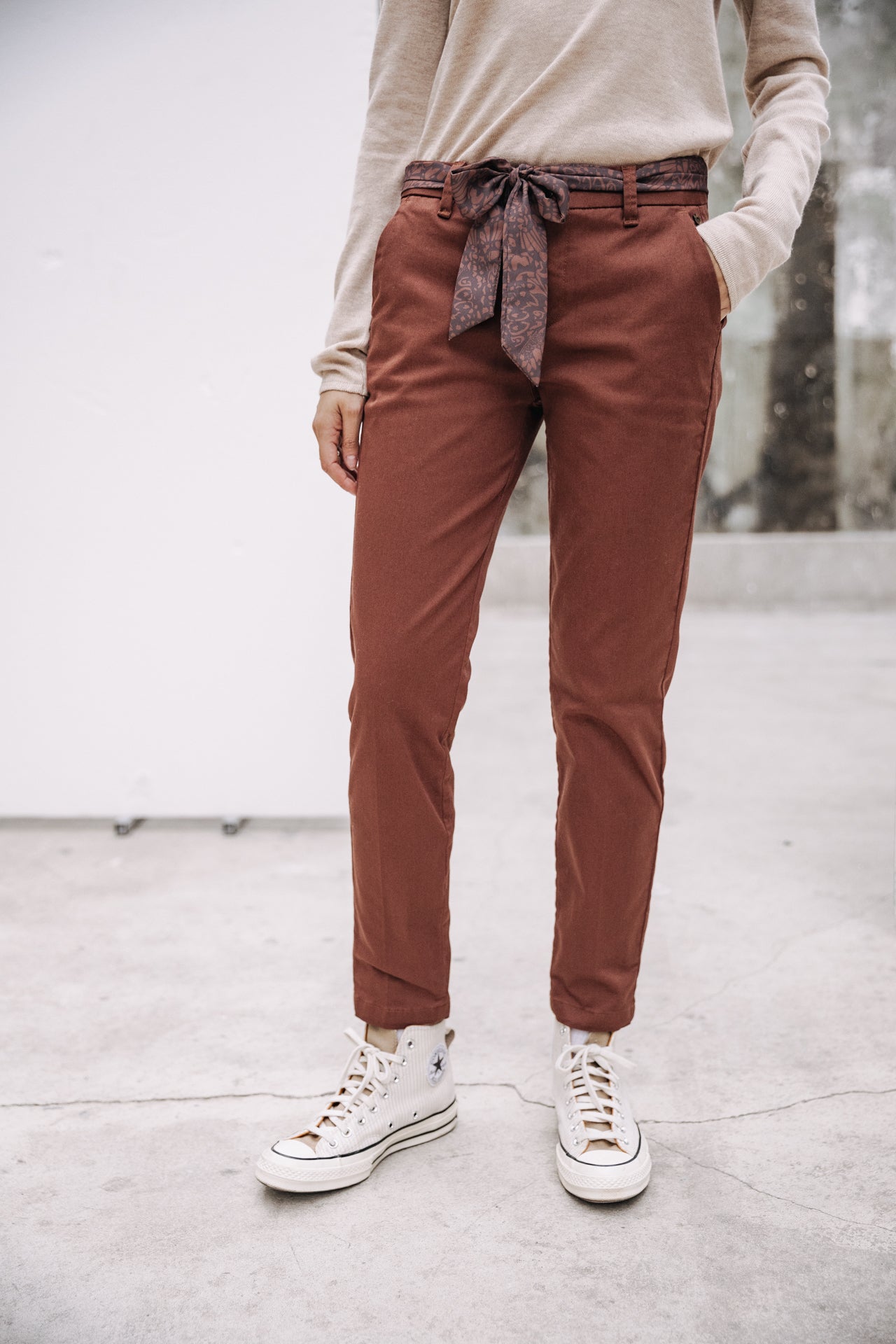 Pantalon city slim Femme Claudia Felicita cappuccino | Freeman T. Porter