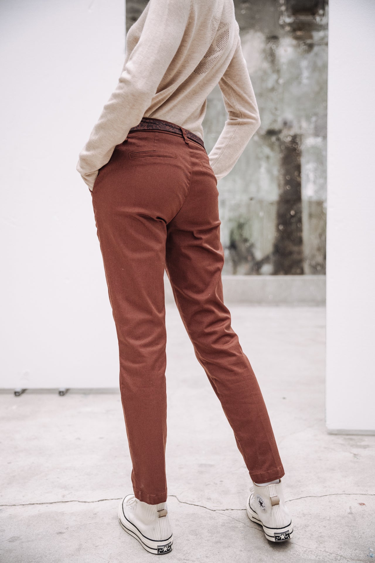 Pantalon city slim Femme Claudia Felicita cappuccino | Freeman T. Porter