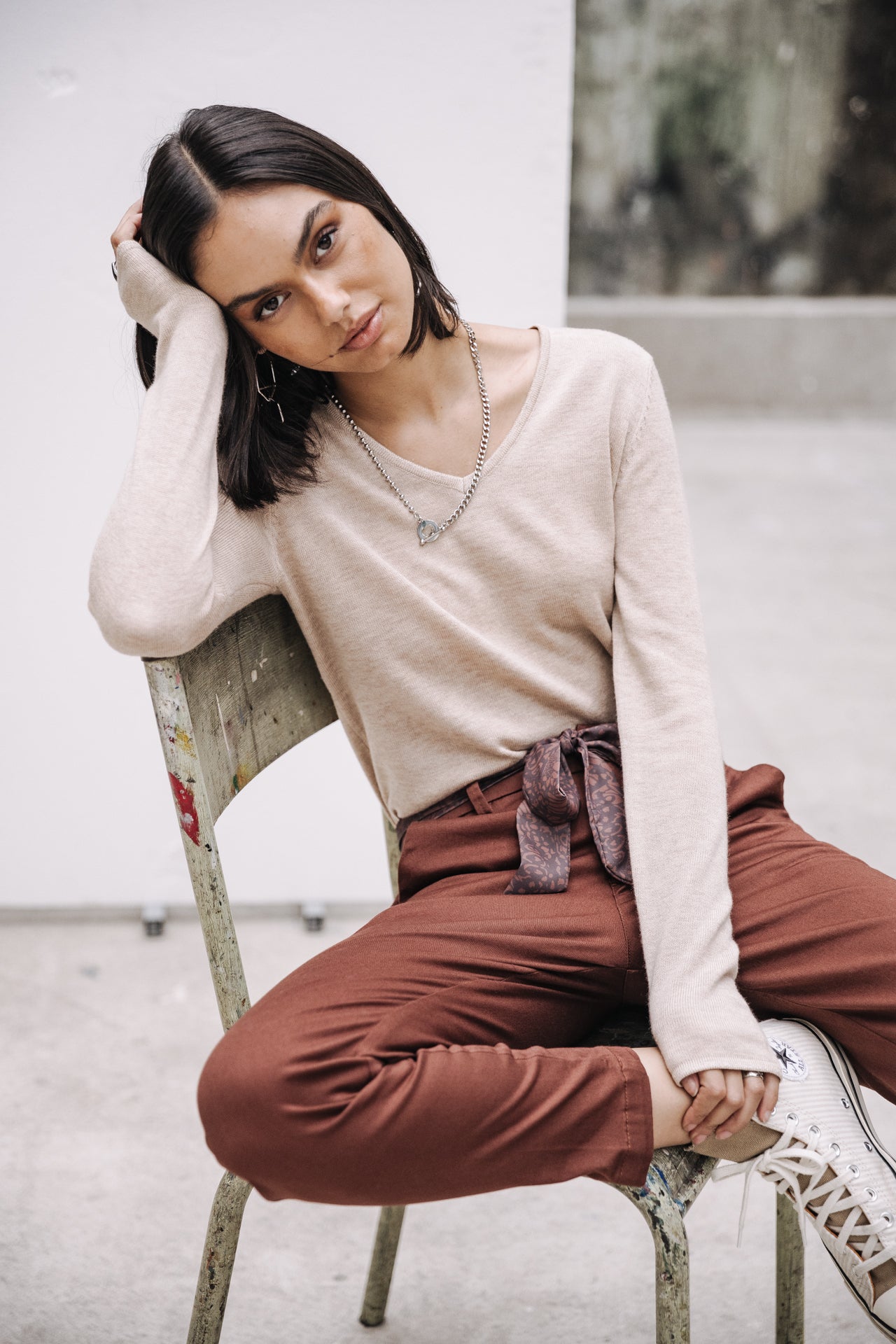Pantalon city slim Femme Claudia Felicita cappuccino | Freeman T. Porter
