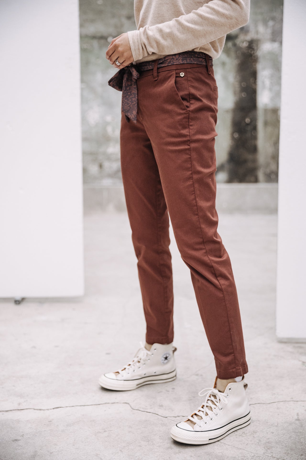 Pantalon city slim Femme Claudia Felicita cappuccino | Freeman T. Porter