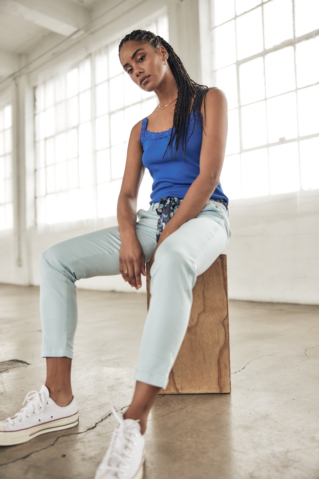 Pantalon city slim Femme Claudia Felicita cool blue | Freeman T. Porter