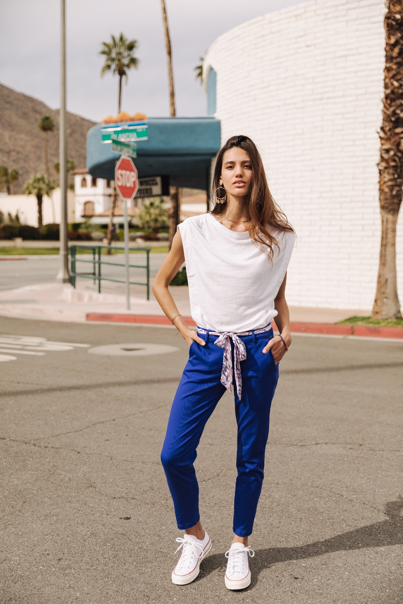 Pantalon city slim Femme Claudia Felicita dazzling blue | Freeman T. Porter