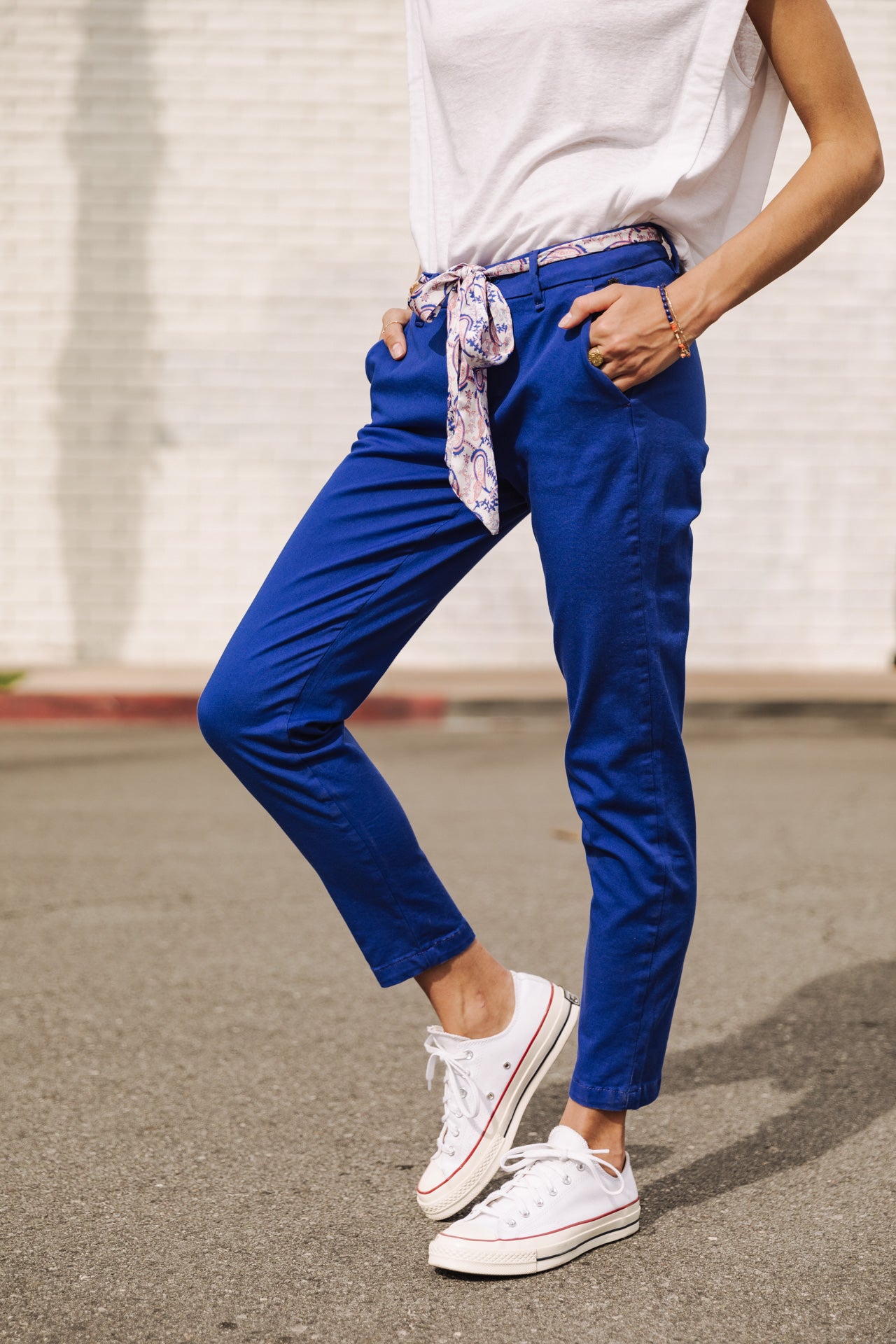 Pantalon city slim Femme Claudia Felicita dazzling blue | Freeman T. Porter