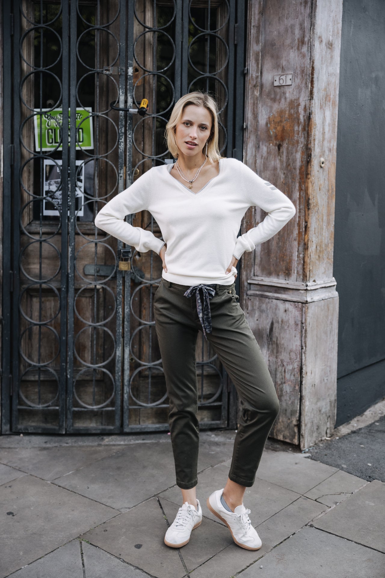 Pantalon city slim Femme Claudia Felicita forest night | Freeman T. Porter