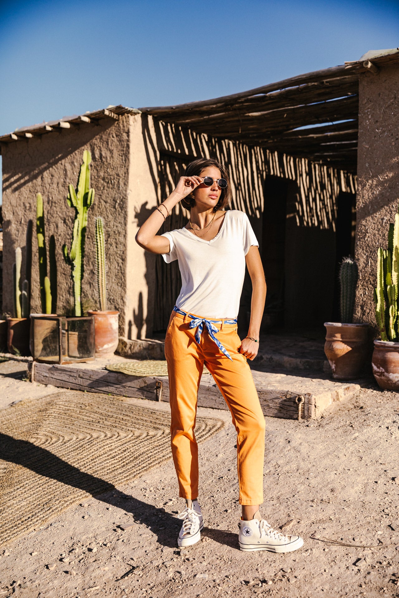 Pantalon city slim Femme Claudia Felicita tangerine tango | Freeman T. Porter