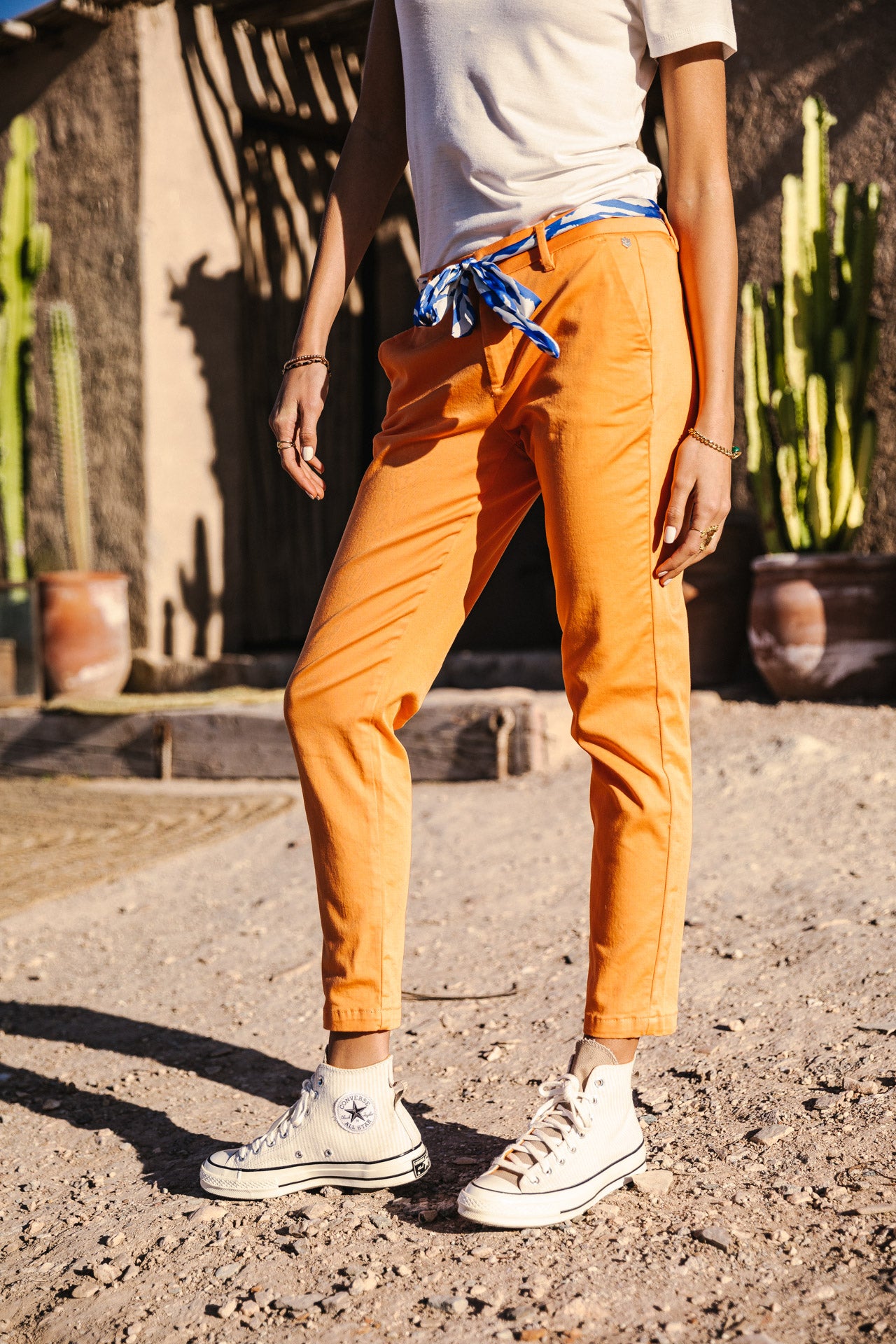 Pantalon city slim Femme Claudia Felicita tangerine tango | Freeman T. Porter