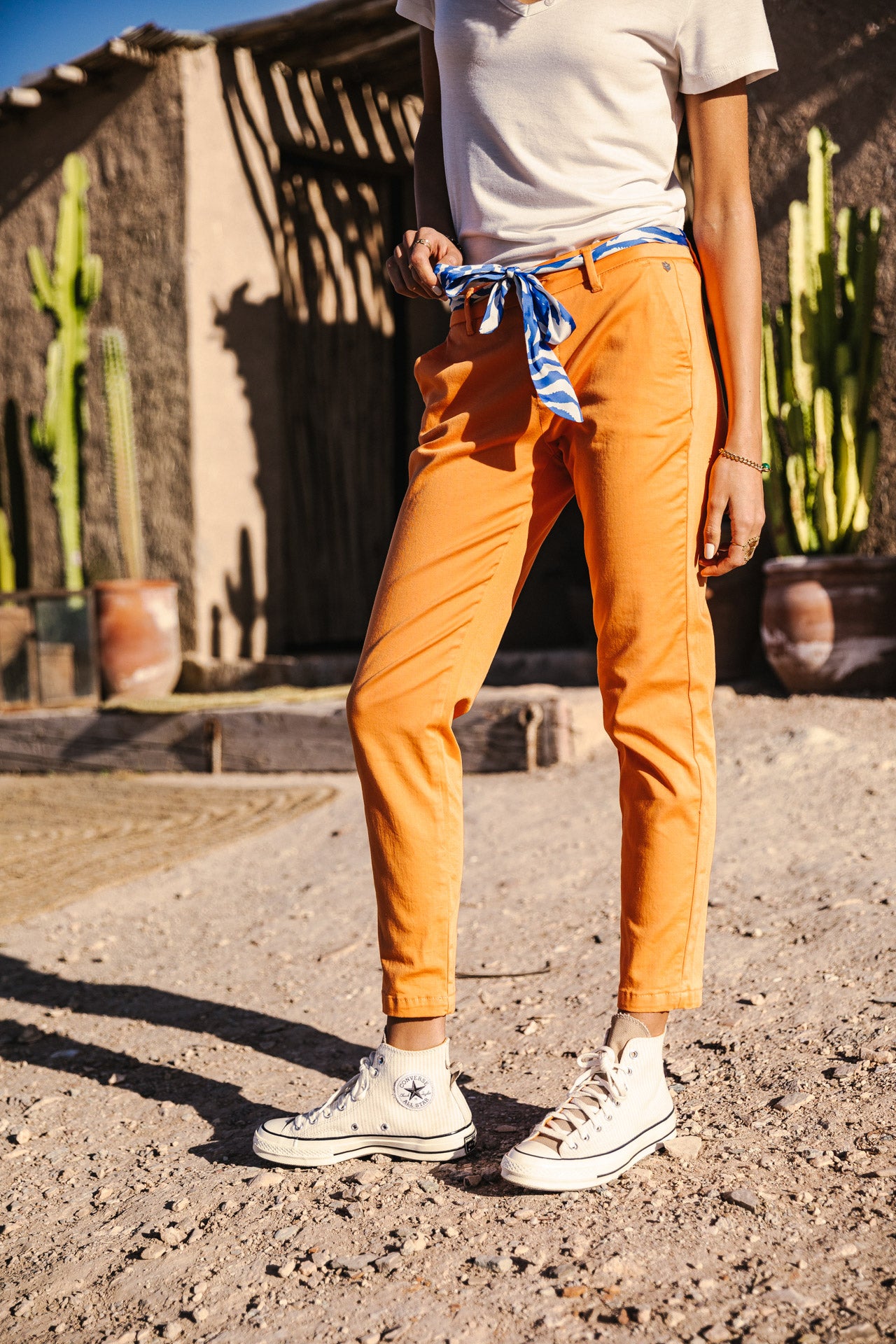 Pantalon city slim Femme Claudia Felicita tangerine tango | Freeman T. Porter