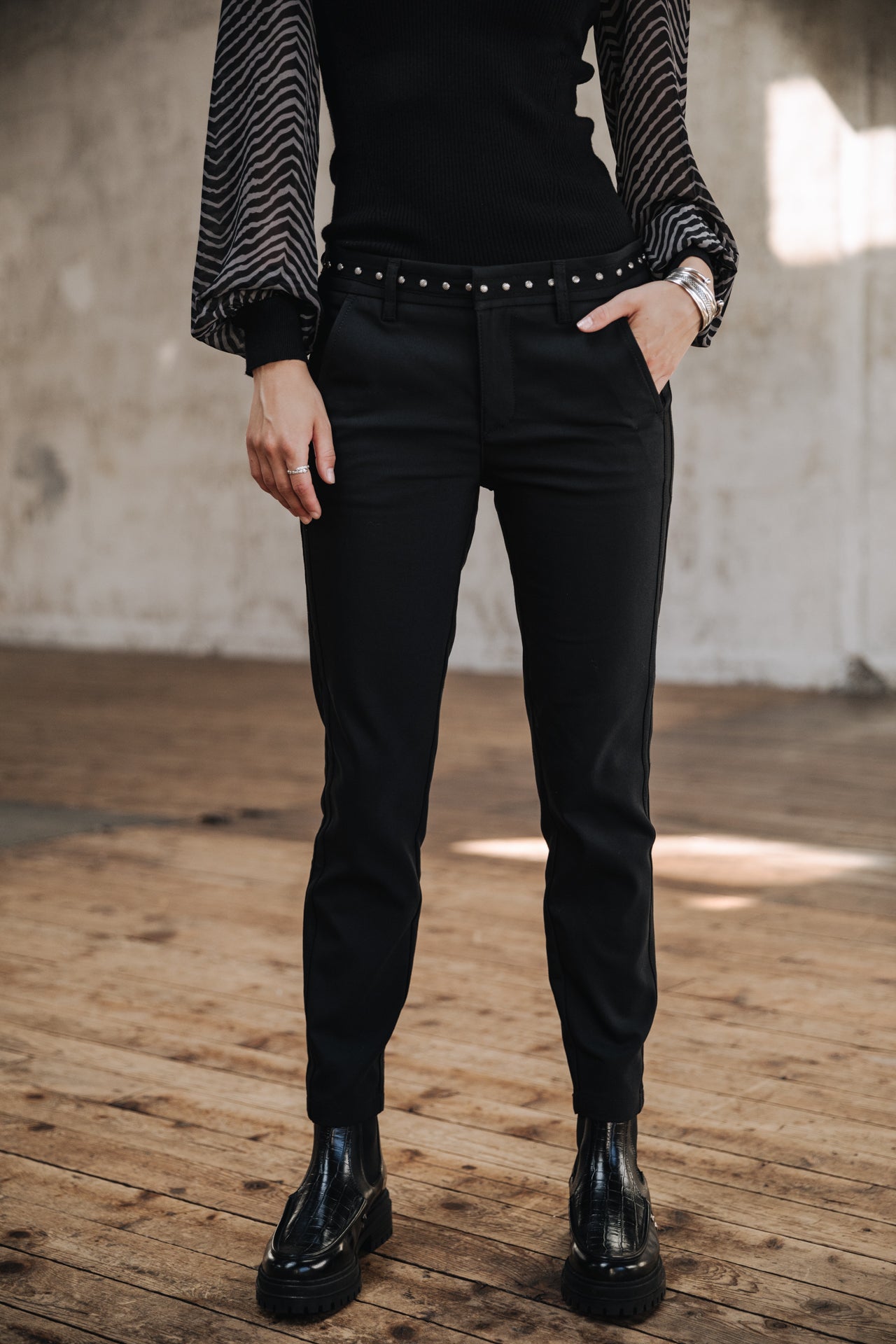 Pantalon slim Femme Claudia Polyneo black | Freeman T. Porter