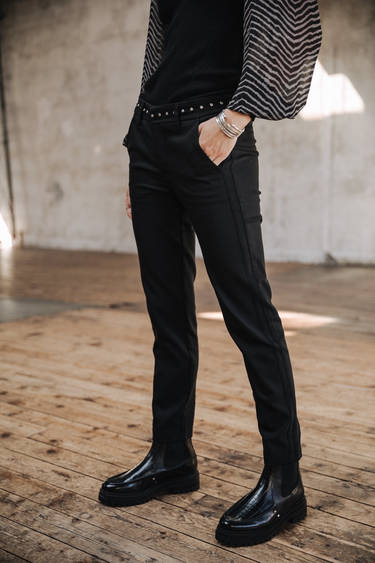Pantalon slim Femme Claudia Polyneo black | Freeman T. Porter